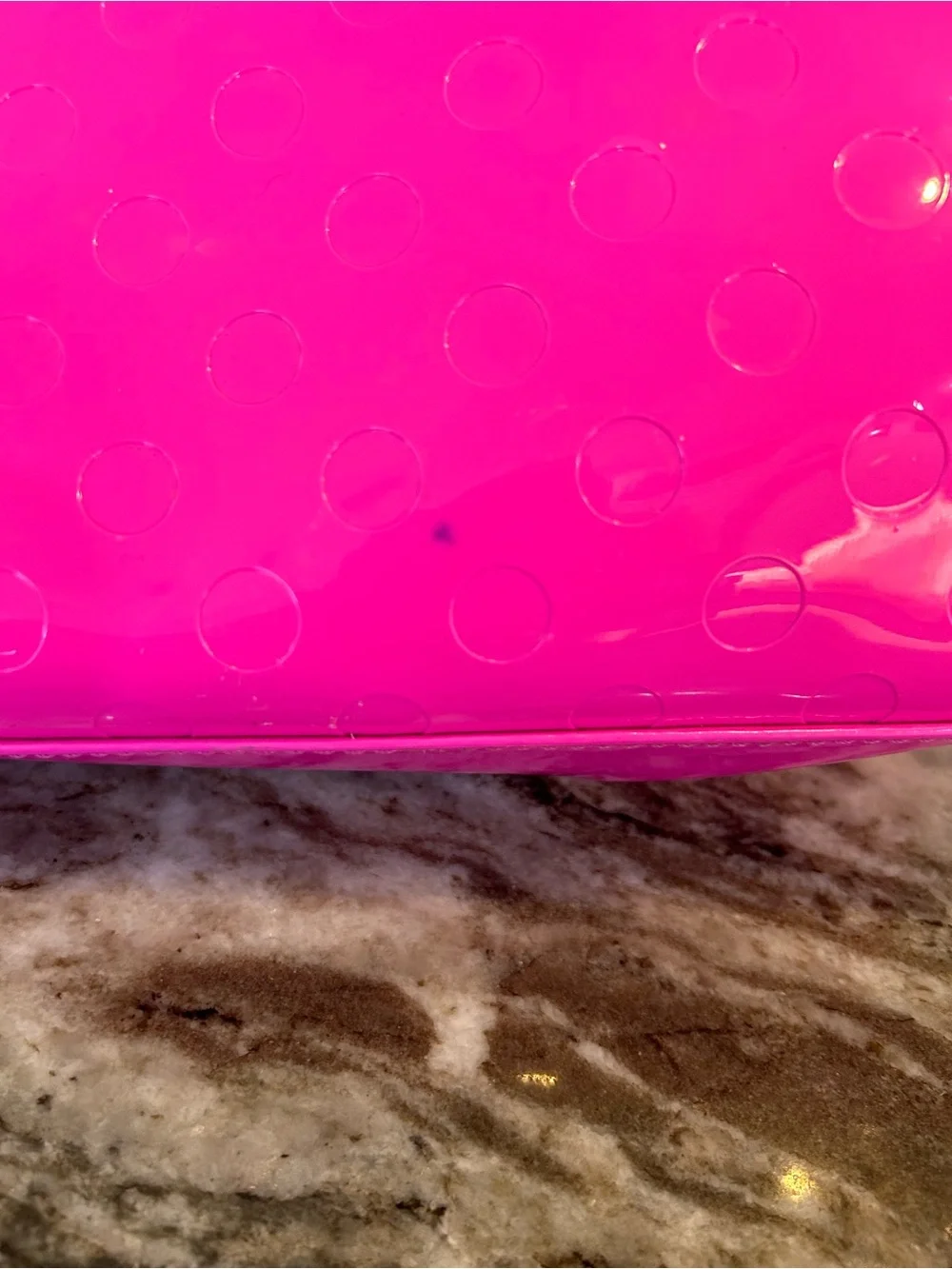 kate spade camellia st Sophie Tote in Hot Pink has a few marks scuffs peeling